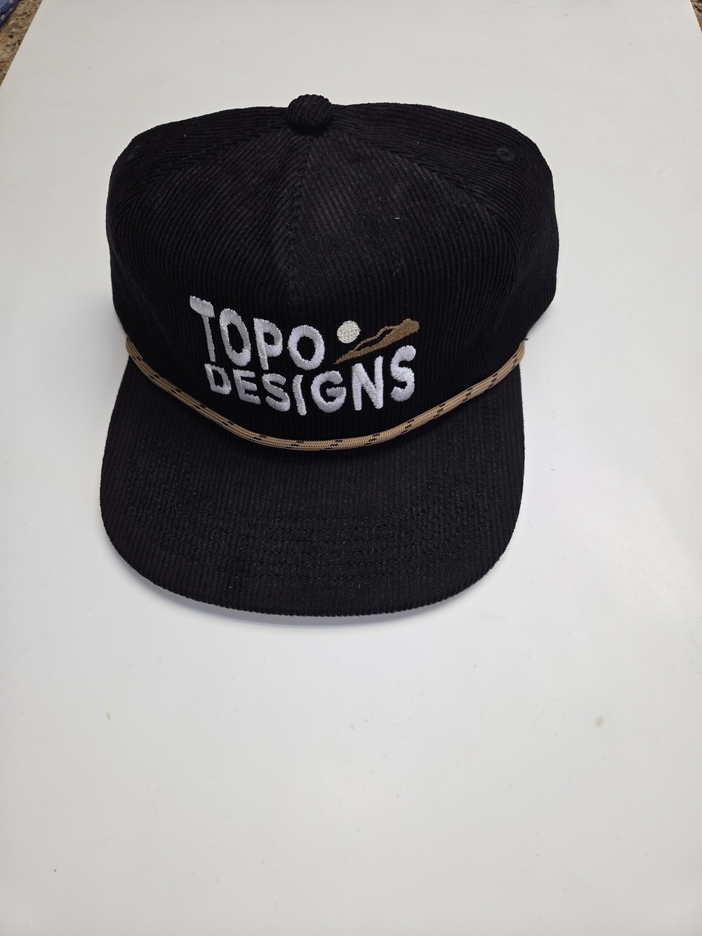 Topo Designs Black Corduroy Rope-Trim Cap Nwt